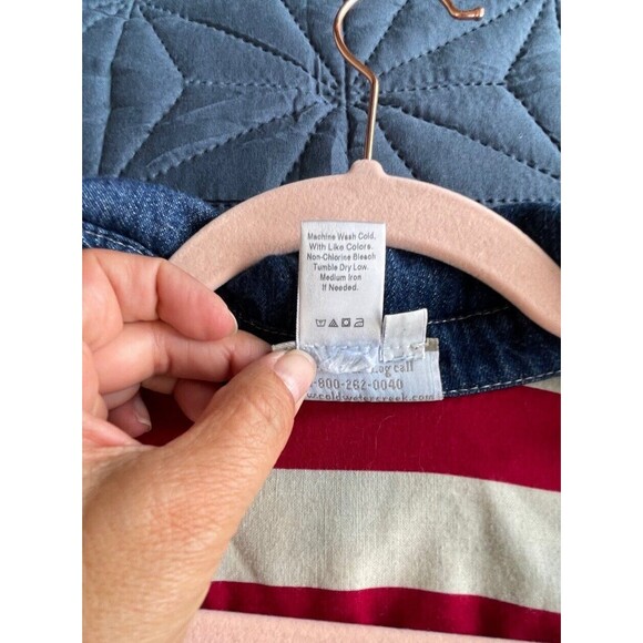 Womens Coldwater‎ Creek Denim Jacket Blue Size M American Biker  Aztec Blanket - Picture 7 of 10